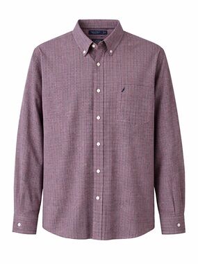 Nautica Classic Fit Wrinkle Resistant Men's Red and Navy Check Button-Down Shirt